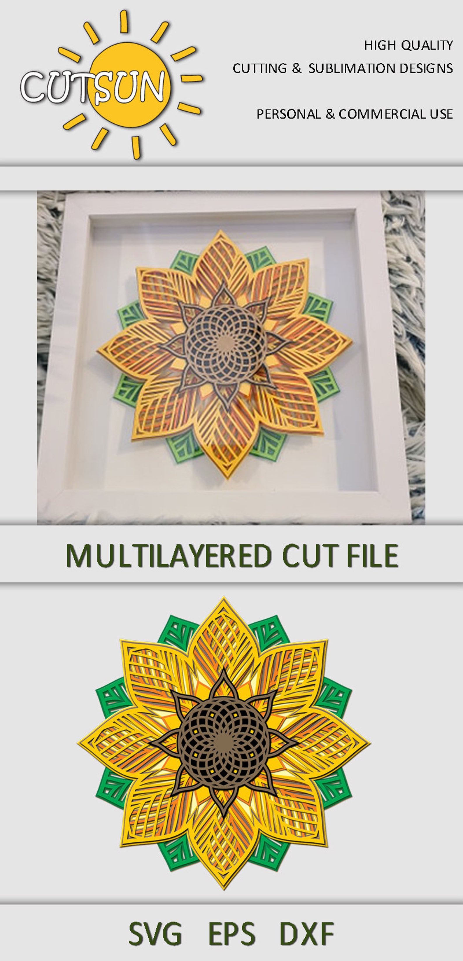 Download 3D Sunflower SVG Layered 3D Sunflower Mandala SVG 11 ...