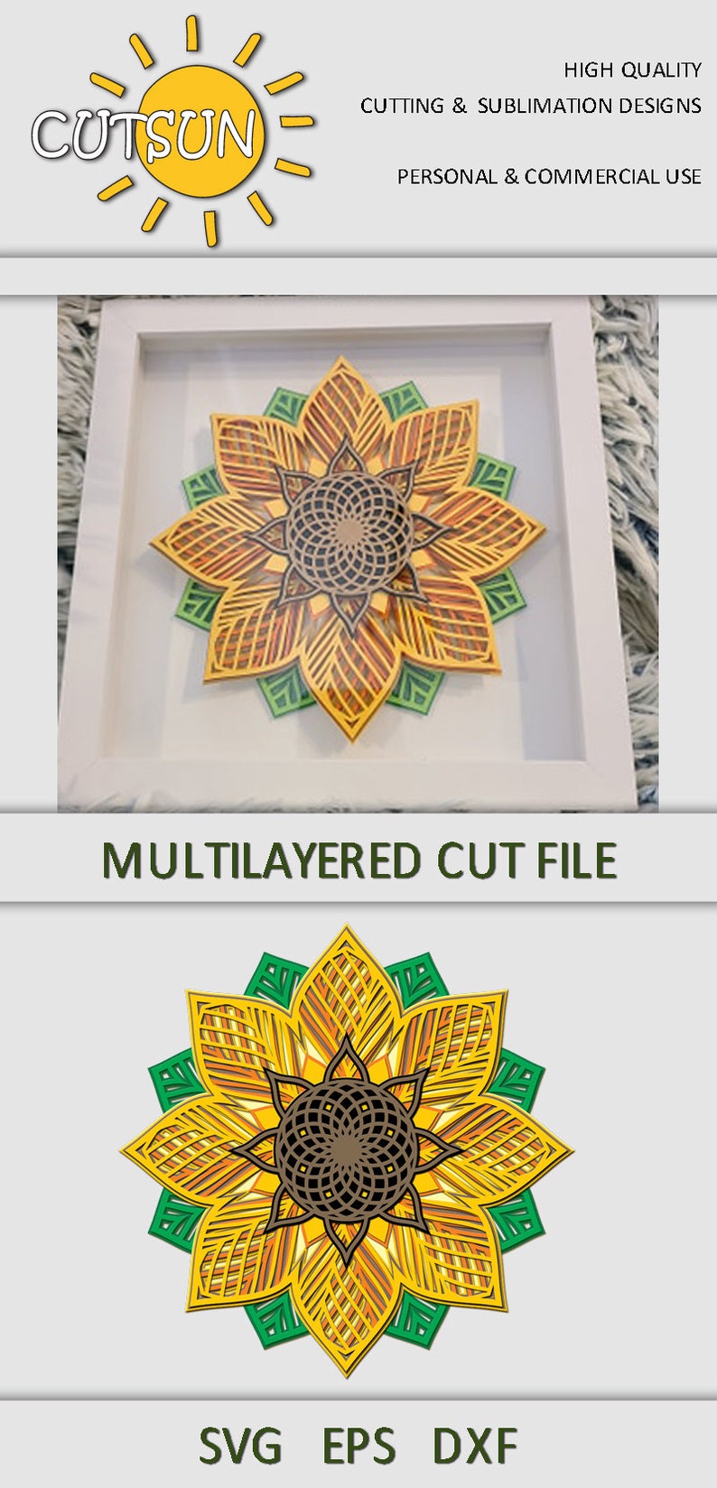 Download 3D Sunflower SVG Layered 3D Sunflower Mandala SVG 11 ...