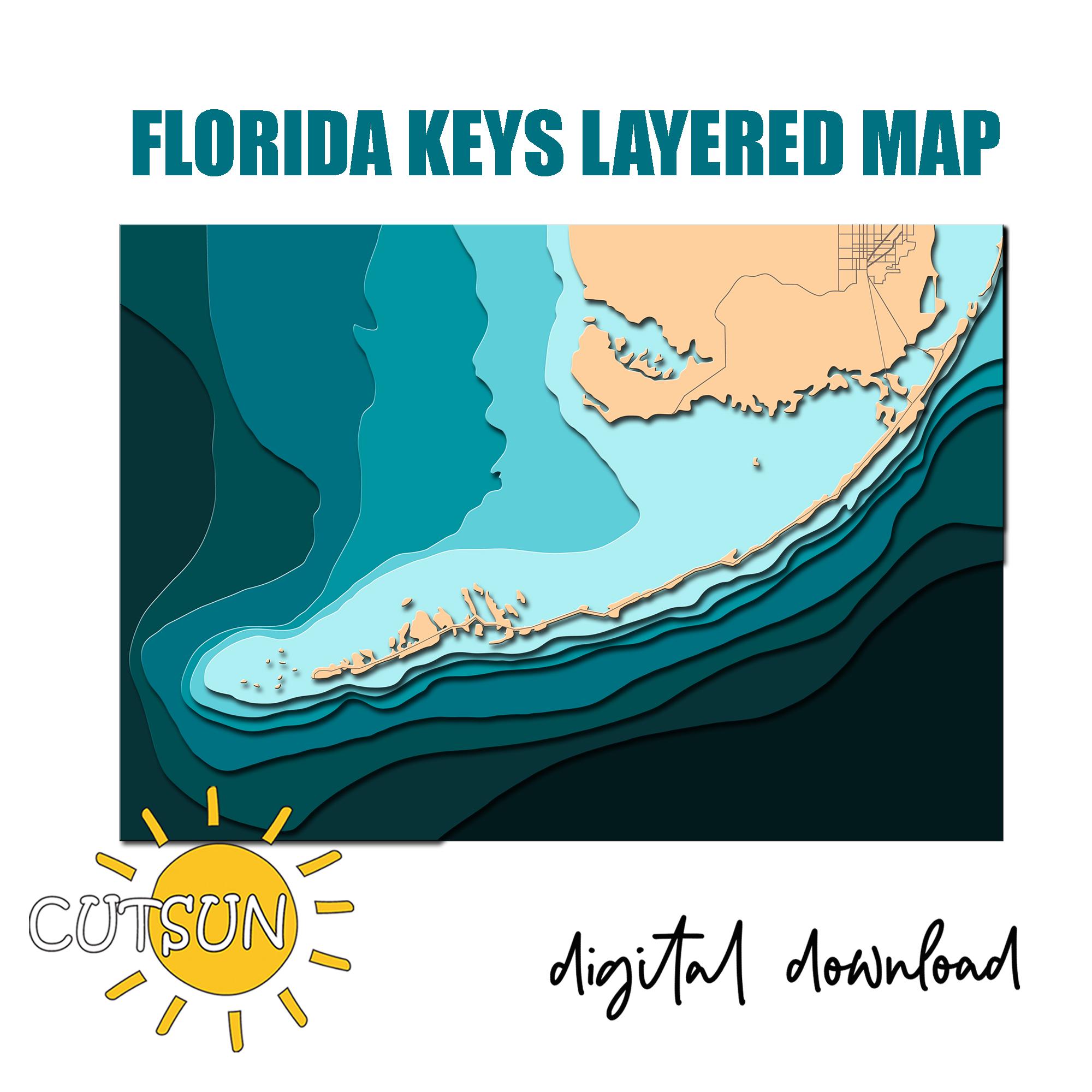Florida Keys Layered Map SVG - 8 Layers | Laser Cut File | Cricut SVG ...