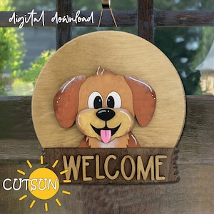 Puppy door hanger SVG Round interchangeable door sign svg Dog svg Puppy svg BASE FILE Glowforge svg Laser cut file