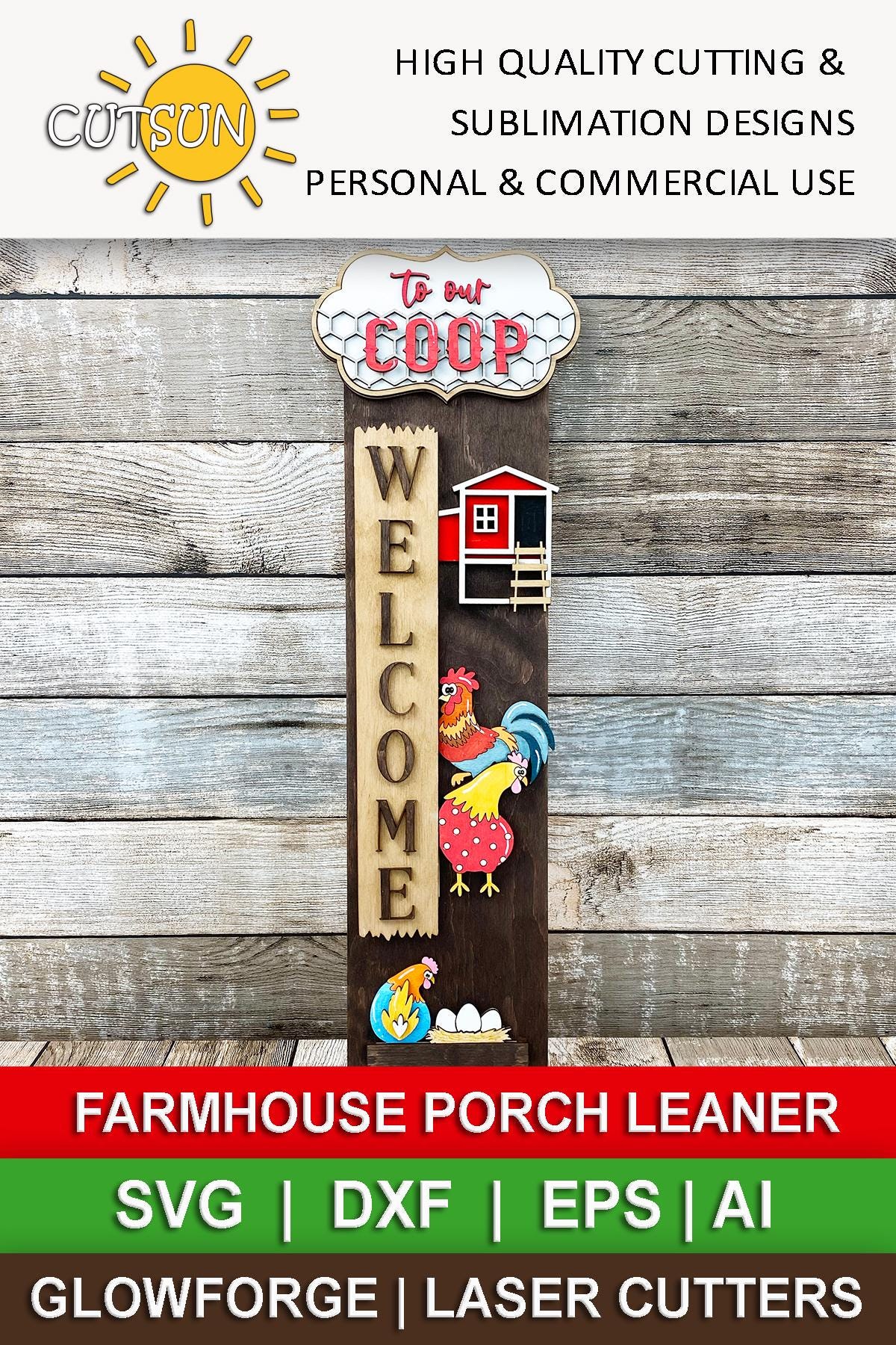 Welcome to Our Coop Porch Sign SVG | Interchangeable Porch Leaner