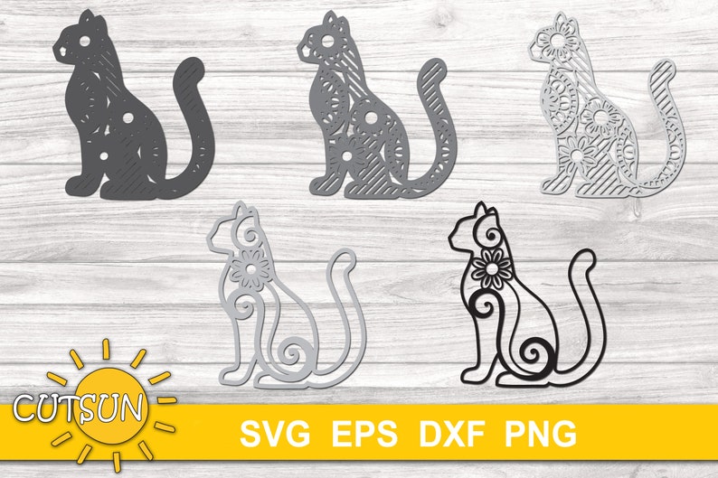 Download 3D Layered Mandala Cat 3 SVG 5 layers cut file | Etsy