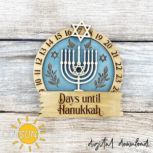 Compte à rebours de Hanoucca SVG compte à rebours de Menorah SVG fichiers découpés au laser jours avant Hanoucca Svg compte à rebours pour Hanoucca