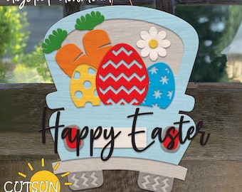Easter Farmhouse Truck Door Hanger SVG | Happy Easter Welcome Sign | Laser Cut File for Spring Front Door Decor