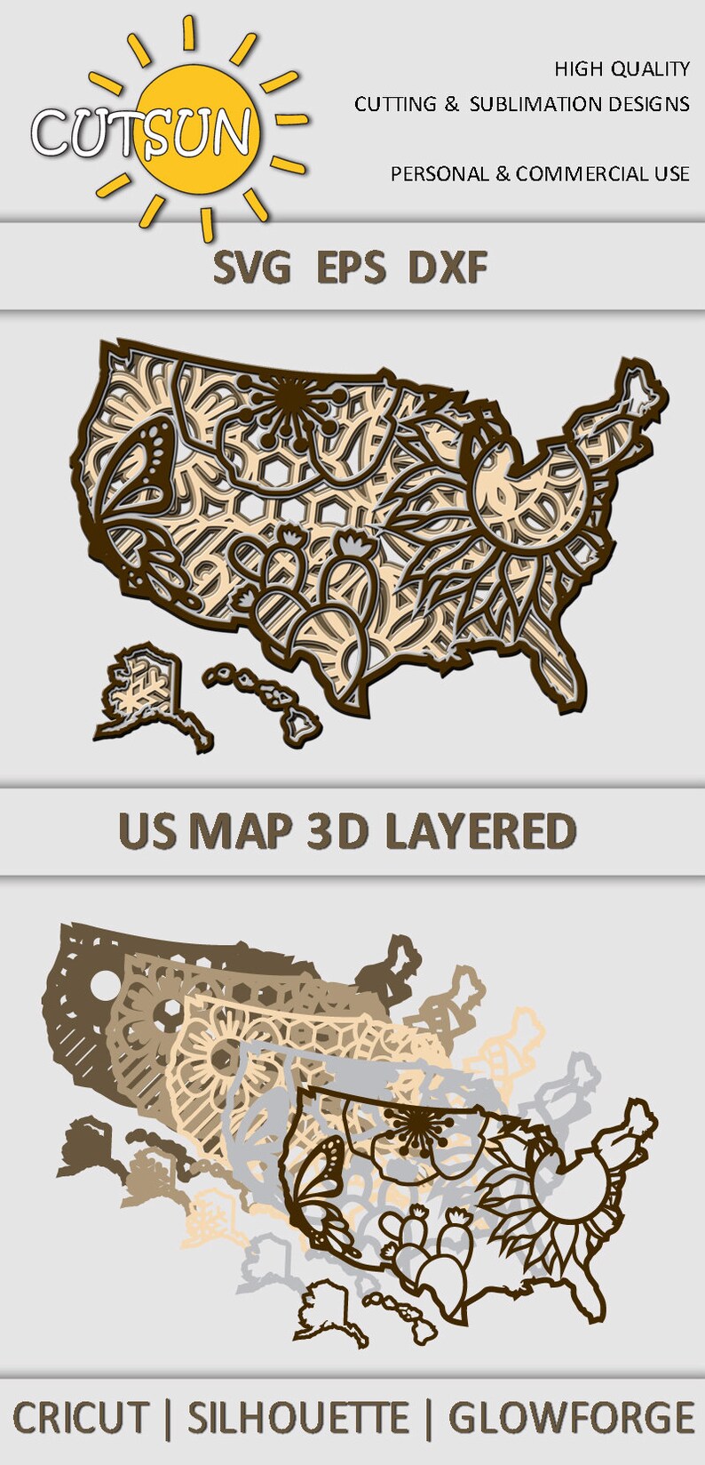 Cricut Silhouette Layered 3d United States Map Svg 5 Layers Commercial Use Glowforge Glowforge Svg 3d Layered Dxf Laser Cut Embellishments Craft Supplies Tools Delage Com Br