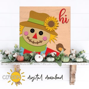 Scarecrow Hi svg Fall SVG Fall square SVG Scarecrow svg Laser cut files Cricut svg Glowforge svg