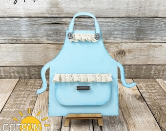 Interchangeable Apron SVG | Rustic Kitchen Shelf Sitter | Cozy Tabletop Decor | Laser Cut File