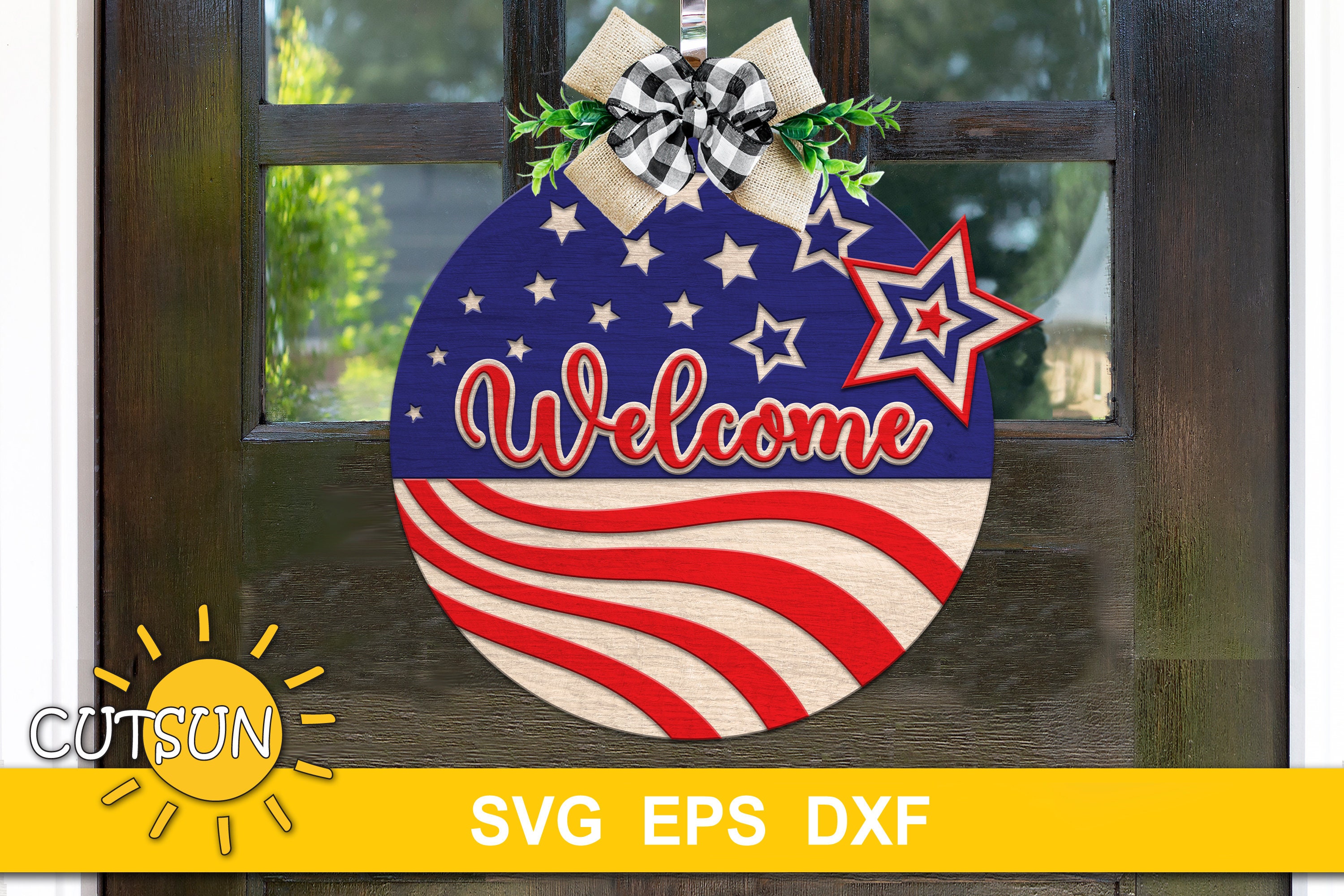 Patriotic Door Hanger SVG American Flag Door Hanger 4th of Etsy
