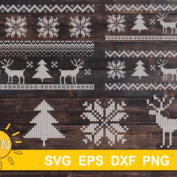 Christmas SVG | Nordic sweater patterns and elements SVG mini bundle