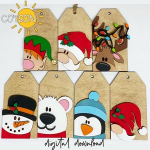 Weihnachts-Tags-Svg-Schneemann-Verzierungs-Svg Geschenkanhänger-Svg Laser-Schnitt-Svg Weihnachten-Glowforge-Svg Rentier-Svg Weihnachtsverzierungs-Svg