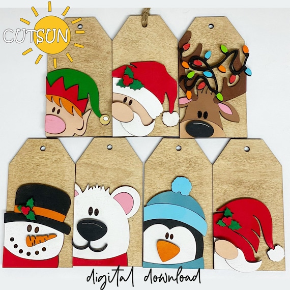 Christmas Tags Svg | Cute Gift Tags Svg | Laser Cut Svg | Christmas Glowforge Svg | Christmas Ornaments Svg
