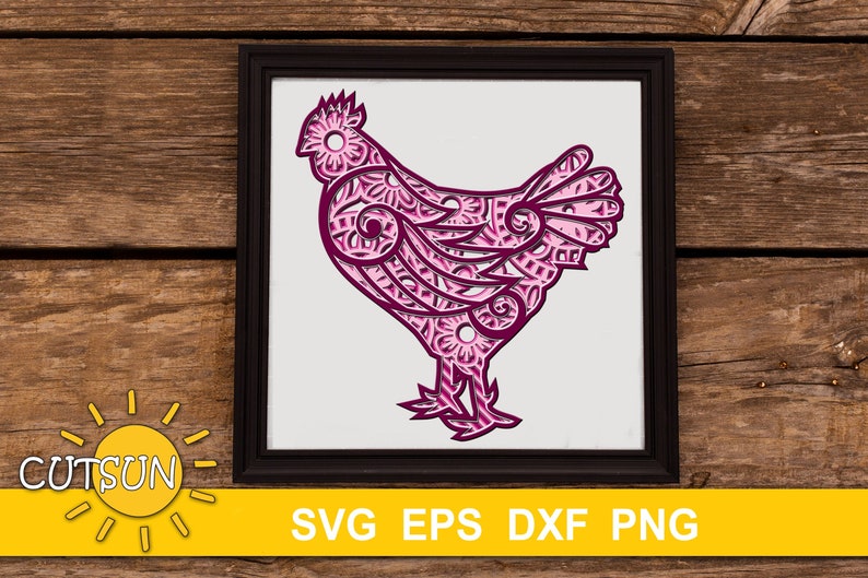 Download 3D Chicken Layered Mandala SVG 5 layers cut file 3D ...