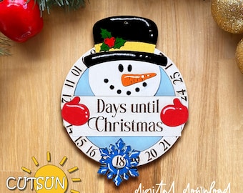 Christmas Countdown Snowman SVG | Days Until Christmas Ornament | Laser Cut File Countdown to Christmas SVG