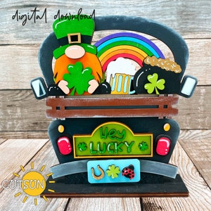 St Patrick&#39;s day SVG Add-on for Interchangeable Farmhouse Truck / Garden Wheelbarrow Leprechaun svg Door decor shelf decor Laser cut file