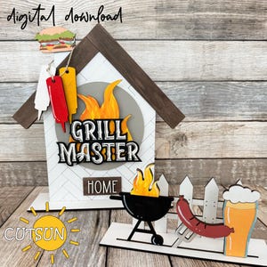 Complemento Grill Master para la decoración de estantes intercambiables svg / Conjunto de casa y cerca ARCHIVO SVG / Día del padre svg / Archivo cortado con láser