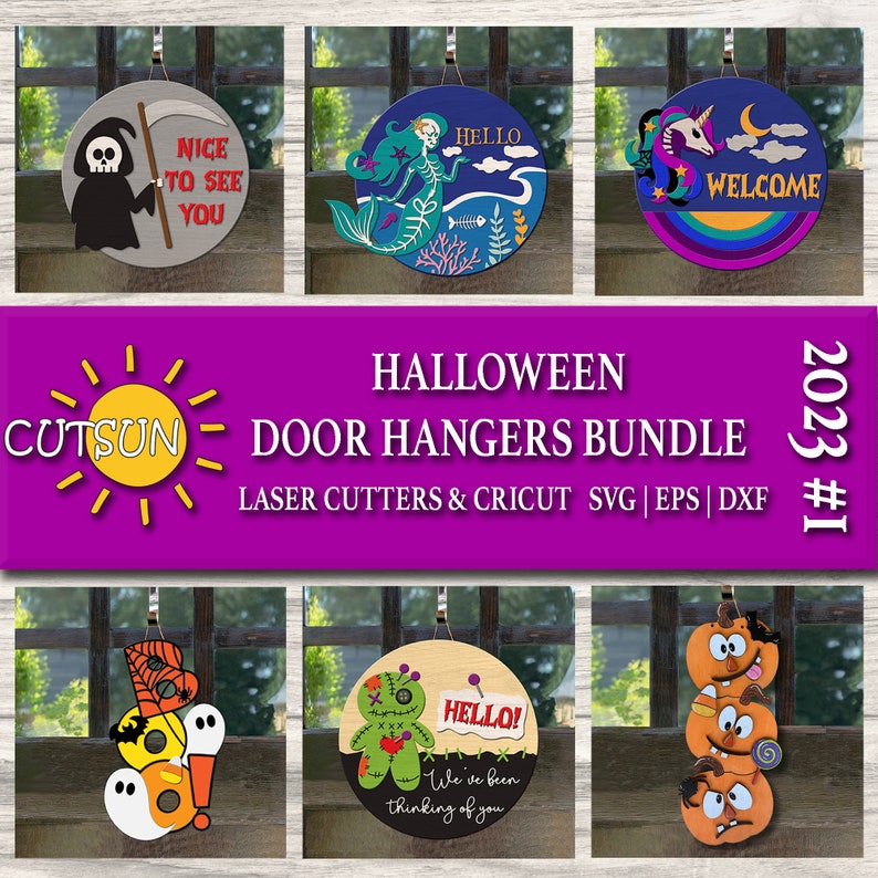 Halloween Door Hanger SVG Bundle | Halloween Welcome Signs SVG ...