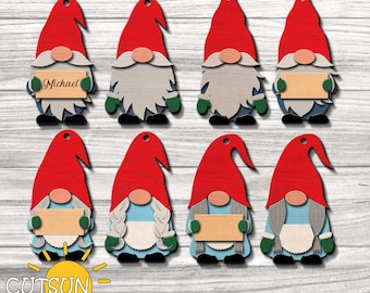 Gnomes Christmas Ornaments SVG Bundle | Custom Gnome Ornaments Laser Cut Files | Christmas Decor SVG | Cricut svg