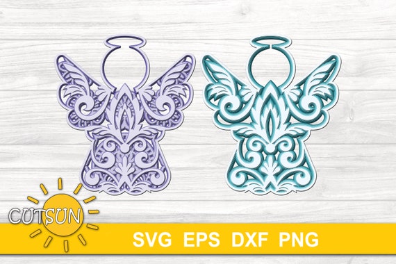 Download 3d Layered Mandala Angel Svg 5 Layers Cut File Set Of Two 3d Etsy