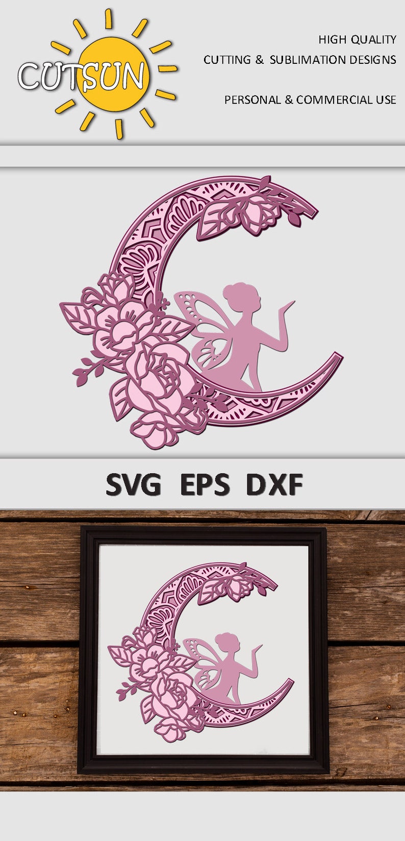 Download 3D Layered Fairy Mandala SVG Fairy SVG Fairy and Moon SVG ...