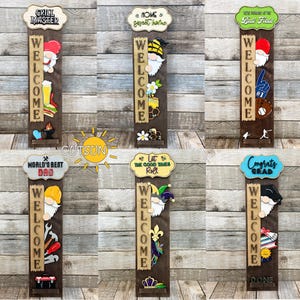 Interchangeable Vertical Welcome Sign SVG Bundle #3, Laser Cut File for Glowforge & xTool, Porch Leaner Digital Download