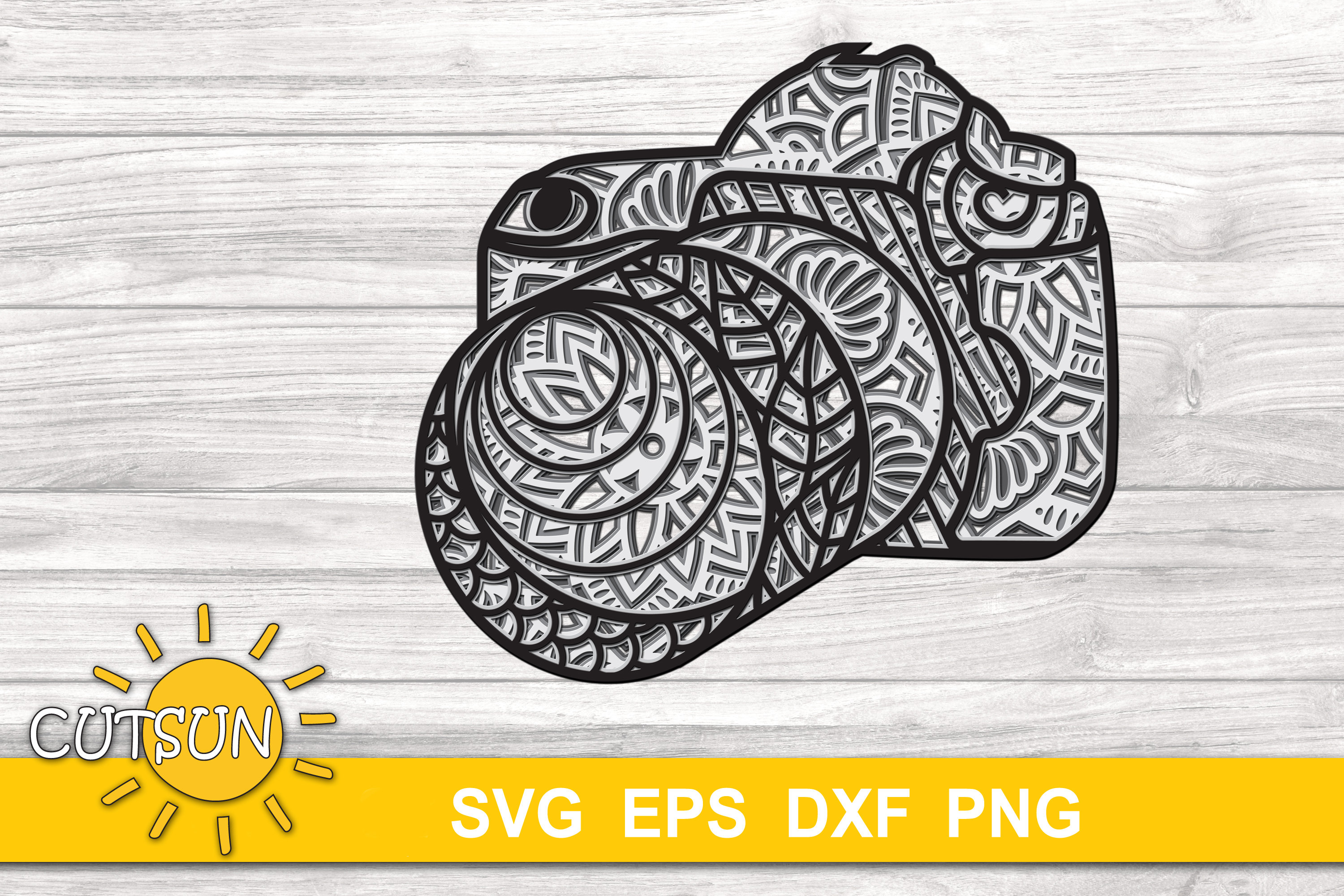 3D Layered Photo Camera Mandala SVG | 5 Layer Laser Cut File ...