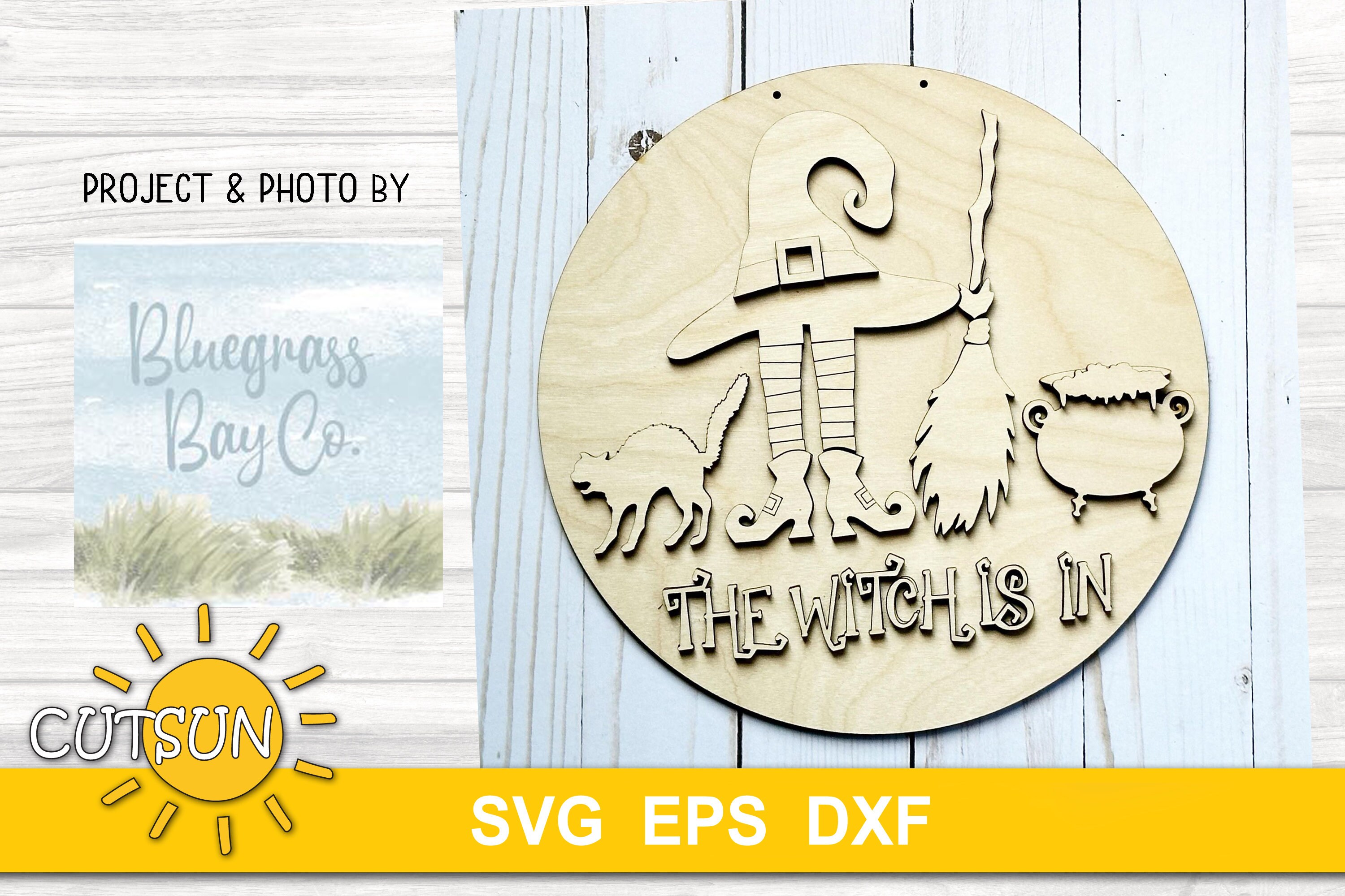 Halloween Door Hanger SVG | the Witch is in Sign With Hat, Legs, Black ...