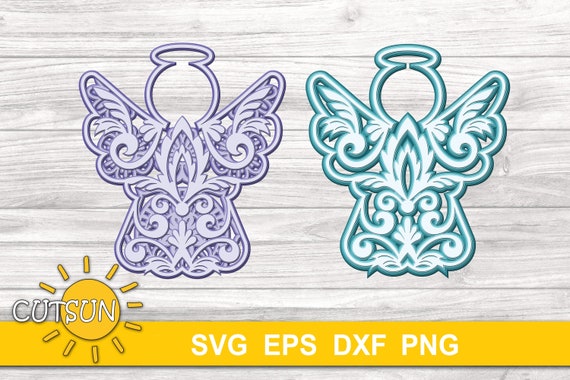 Download 3d Layered Mandala Angel Svg 5 Layers Cut File Set Of Two 3d Etsy