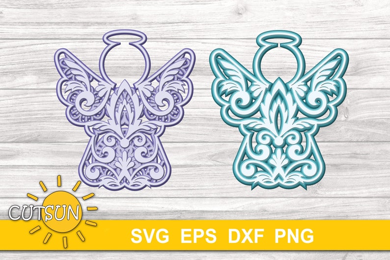 Download 3D Layered Mandala Angel SVG 5 layers cut file Set of two ...