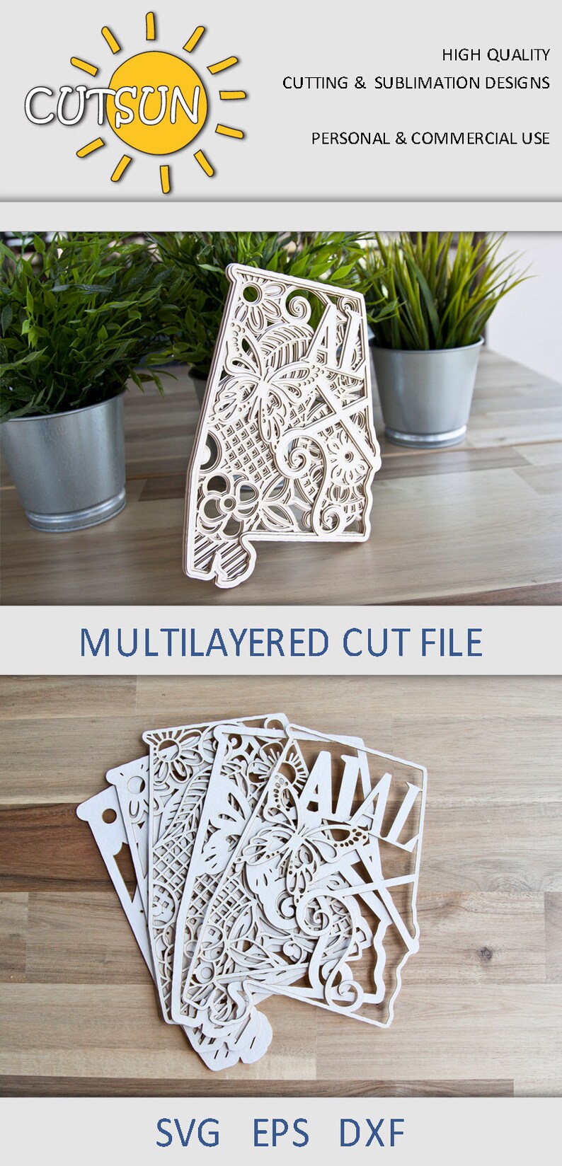 Download Layered 3D Mandala Alabama state SVG 5 layers 3D layered ...