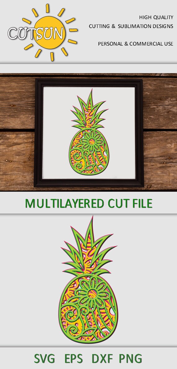 Download 3d Pineapple Layered Mandala Svg File 3d Layered Dxf Laser Etsy