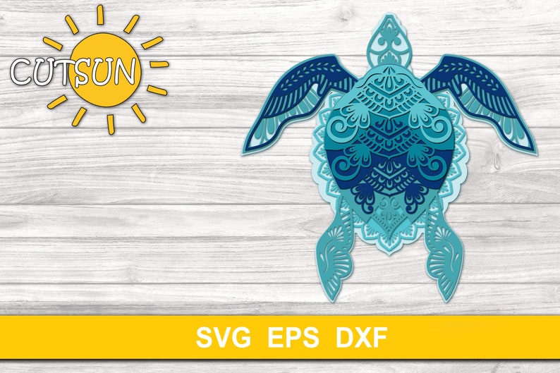 Download 3D Layered Mandala Turtle SVG 6 layers cut file | Etsy