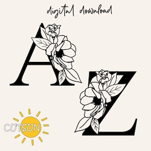 Floral Letters A-Z SVG | Floral Alphabet SVG | Monogram SVG |3| Magnolia flower alphabet svg image 1