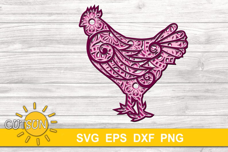 Download 3D Chicken Layered Mandala SVG 5 layers cut file 3D ...