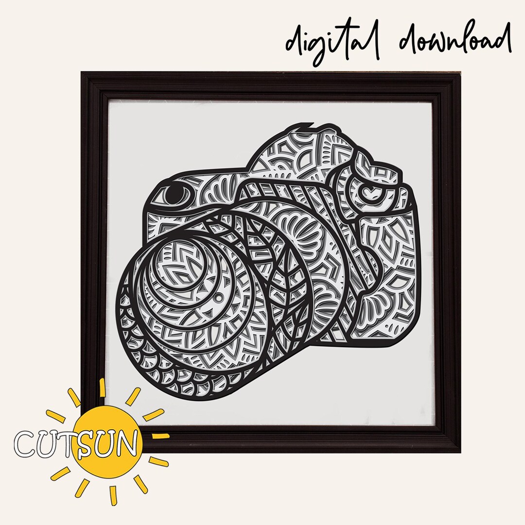 3D Layered Photo Camera Mandala SVG | 5 Layer Laser Cut File ...