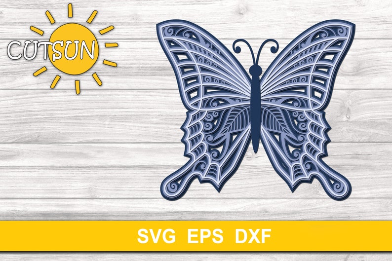 Download 3D Layered Mandala Butterfly SVG 5 layers cut file | Etsy