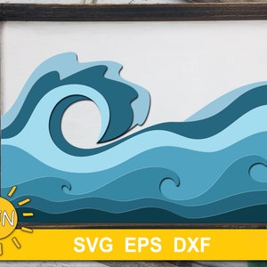 3D Layered Waves SVG Bundle 3D Layered Sea Cricut Silhouette Glowforge ...