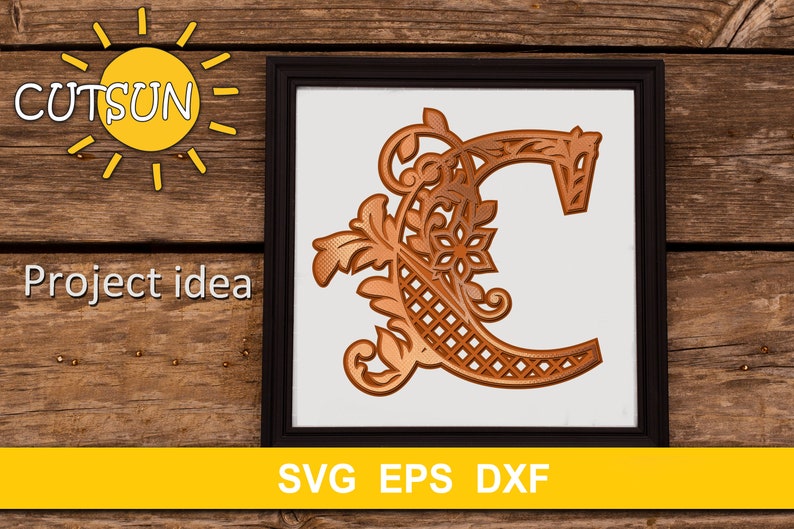 Download Clip Art Laser Cut Template 3d Alphabet Layered Mandala C 3 Layers Svg Eps Dxf Cricut Svg Silhouette Svg Glowforge Svg Art Collectibles