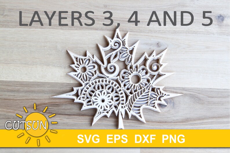 Download 3D Layered Maple Leaf Mandala SVG cut file 5 layers | Etsy