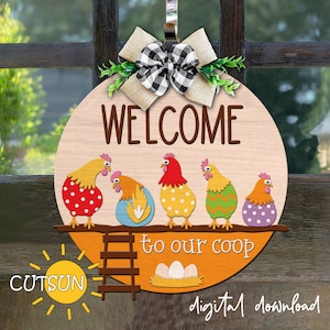 Accroche-porte poulet SVG | Accroche-porte de ferme SVG | Bienvenue dans notre fichier SVG Glowforge découpé au laser pour accroche-porte de coop