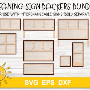 Leaning sign backers SVG bundle Interchangeable base for leaning signs svg Interchangeable frames svg Laser cut file