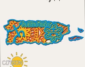 Layered 3D Mandala Puerto Rico SVG | 5-Layer Laser Cut File | Glowforge, Cricut & Silhouette