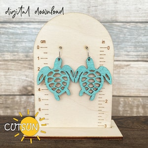Meeresschildkröte Ohrring SVG | Niedliche Schildkröte Ohrringe | Laser Schmuck | Baumeln Ohrringe Laser Cut Dateien | Meeresschildkröte geschnitten Datei | Glowforge svg