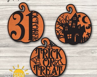 Halloween Pumpkin SVG Bundle | Spooky Halloween Decor SVG | Pumpkin Cut Files for Laser Cutters | Digital Download