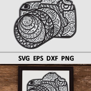 3D Layered Photo Camera Mandala SVG | 5 Layer Laser Cut File ...