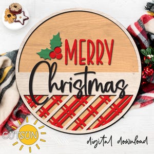 Colgador de puerta navideño SVG Feliz Navidad SVG Decoración navideña SVG Letrero de bienvenida de Navidad svg Archivo cortado con láser