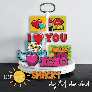 Valentine Tiered Tray Decor SVG | Valentine Leaning Sign SVG | Valentine SVG | Valentine Decor Laser Cut File