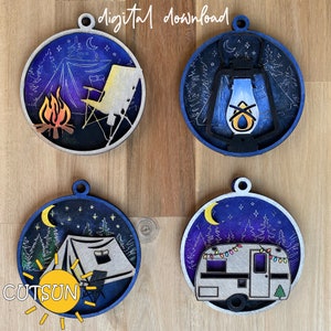 Weihnachten Camping Ornamente SVG Bundle Camper Ornament svg Seeleben svg Weihnachtsverzierung svg Laser-Schnittdatei Glowforge svg
