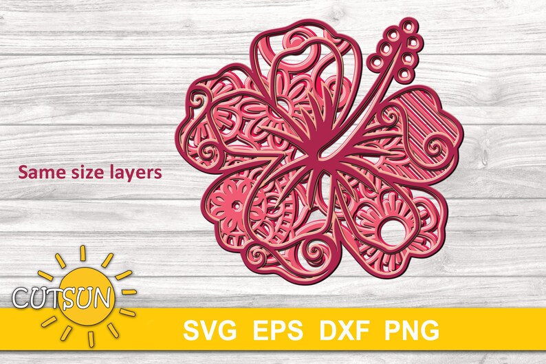 Download 3D Hibiscus Layered Mandala SVG file 3D layered DXF laser ...