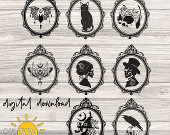Halloween SVG Bundle | Gothic Skull & Raven SVG | Witch Hat and Witch Shoe SVG | Spooky svg | Cricut svg