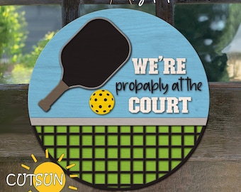 Pickleball door hanger SVG | Pickleball round door hanger SVG | Pickleball svg | Glowforge SVG | Laser cut file | Cricut svg